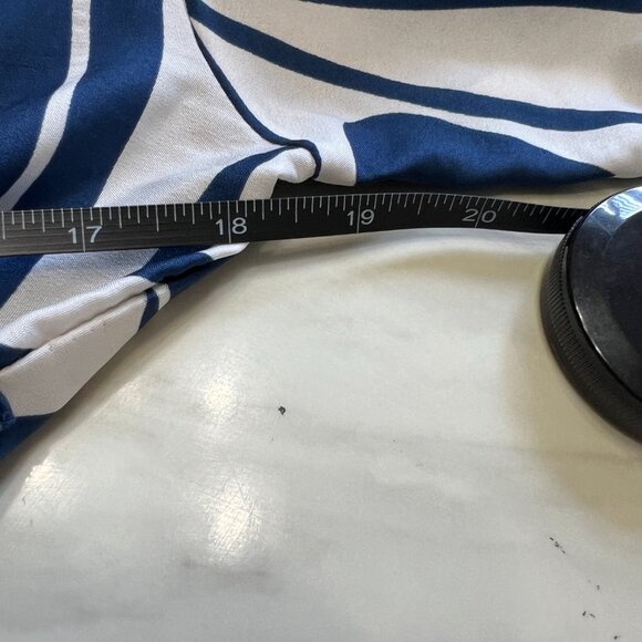 Wishing Waves Calf Length Pleated Dress in Blue and White with Tie On Belt - Med - Picture 8 of 15